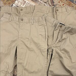 Lands' End boys Khaki Flat Front uniform Shorts- lot of 4